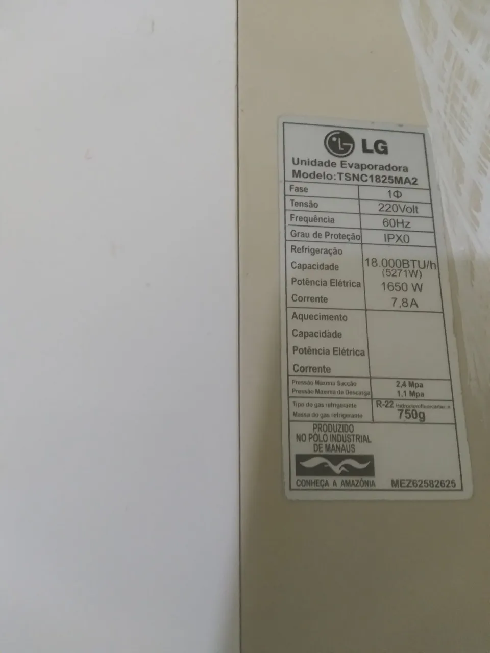 Ar Condicionado LG 18.000 BTUs -