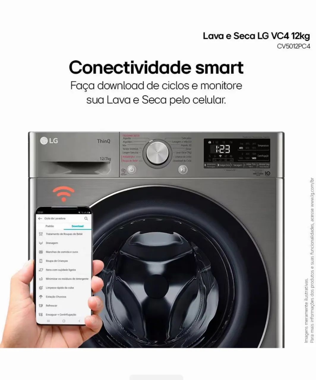 Lava e Seca LG 12Kg Smart !!!NUNCA USADA!!! Inox - Foto 3