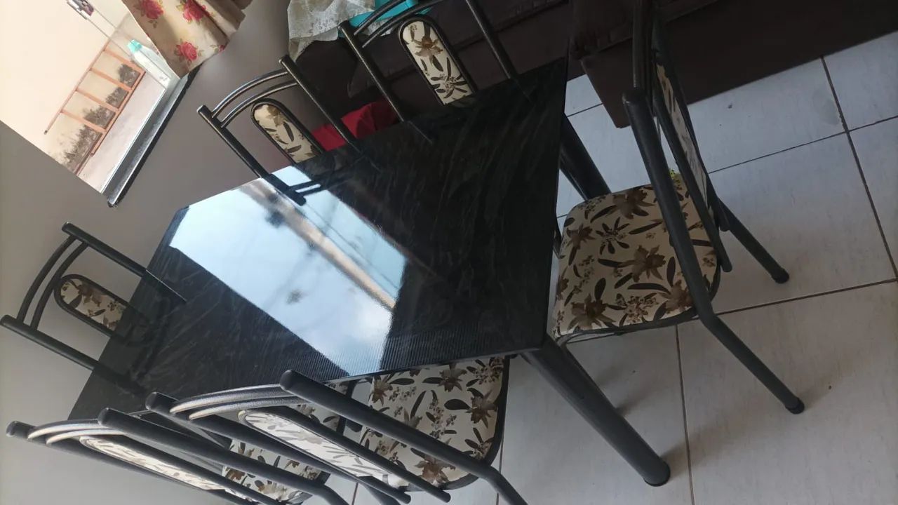Mesa de Jantar 6 Cadeiras Preta64962115848066121