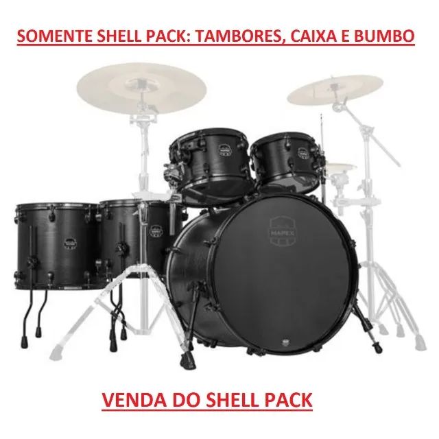 Bateria Mapex Meridian Black Raven Birch/maple Shell Pack, Limited incrivel, topissima - Foto 2