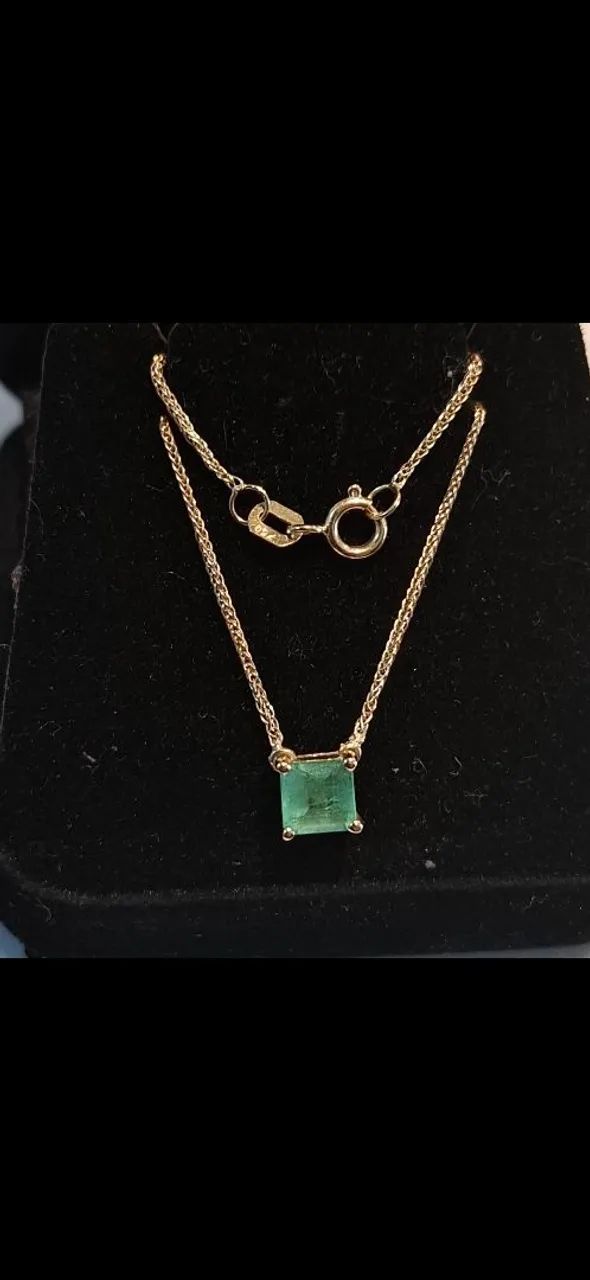 Colar de Ouro 18k (750) com Pingente de Esmeralda legítima Natural - Foto 2