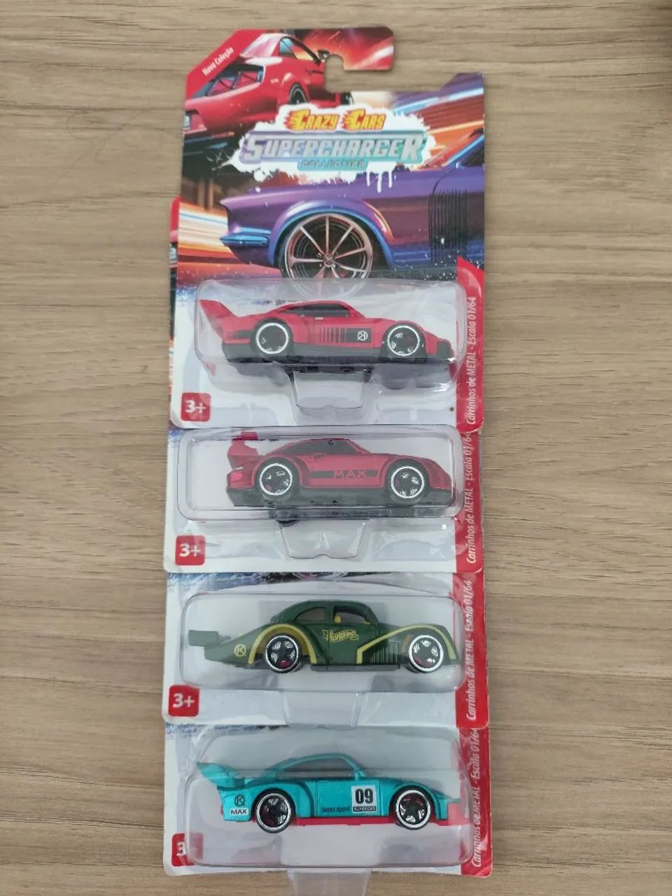 Pack 4 Carros Crazy Cara Supercharger Metal 1:64 - Brinquedos e