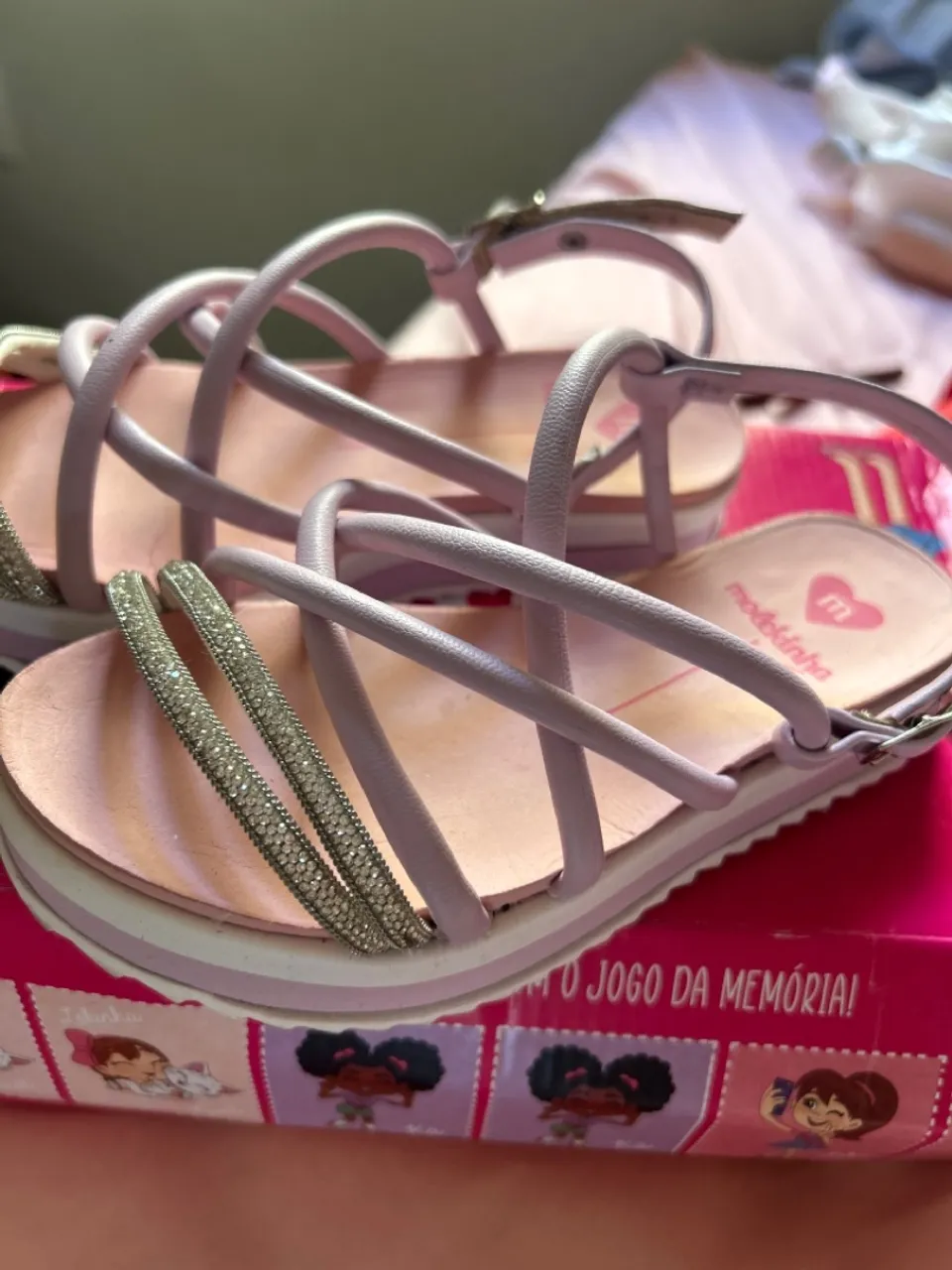 Sandália Infantil Molekinha Rosa com Detalhes