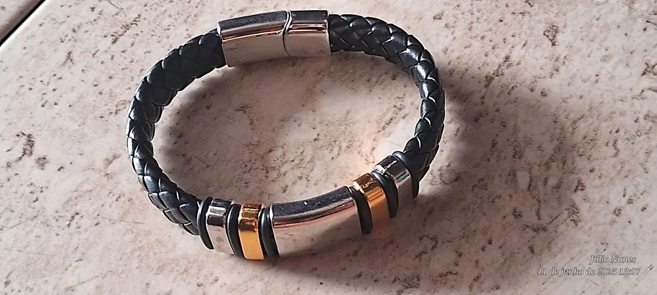 Pulseira de couro trabalhado  - Foto 3