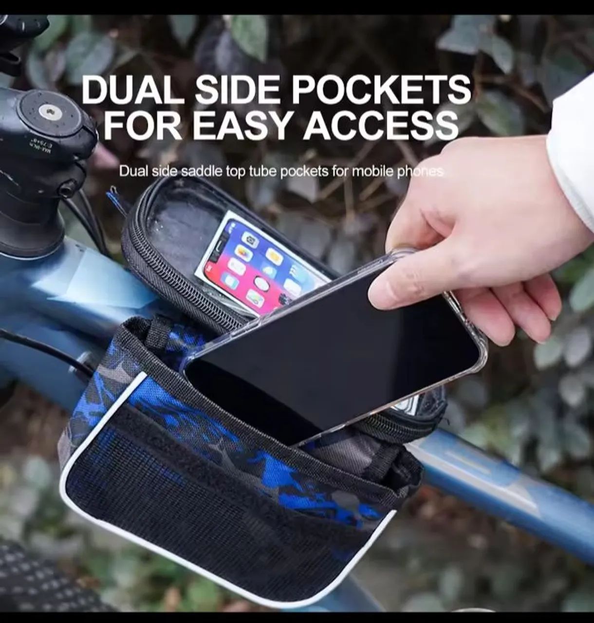 Bolsa de guidão para bicicleta com compartimento para celular - Foto 5