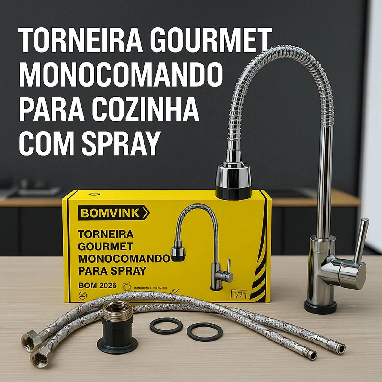 TORNEIRA GOURMET MONOCOMANDO PARA COZINHA COM SPRAY