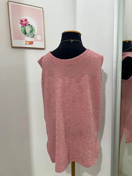 Blusa Rosa em Textura - GG - Foto 2