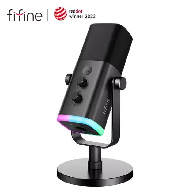 Microfone Dinâmico Fifine Xlr Am8 Cor Preto