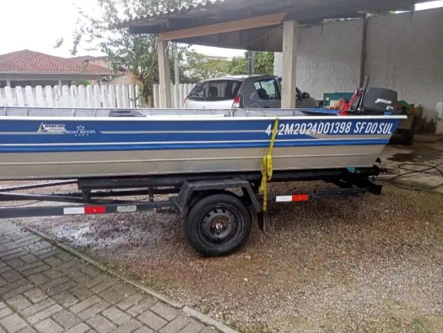 Barco Alumínio + Motor + Carreta