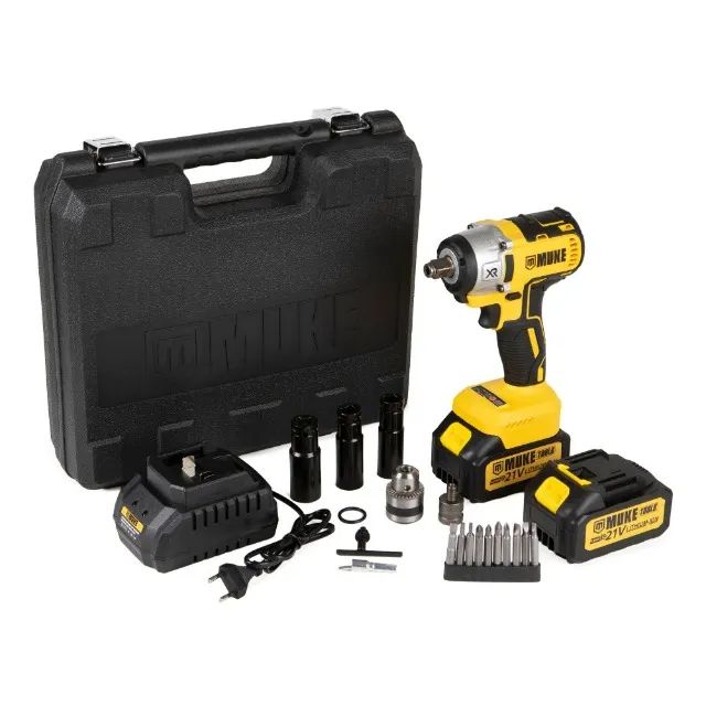 CHAVE DE IMPACTO 21V 380NM BRUSHLESS COM 2 BATERIAS 3000MAH, KIT 15 ACESSÓRIOS E MALETA