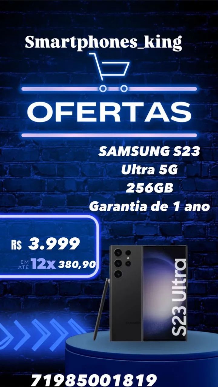 Samsung Galaxy S23 Ultra 256gb, lacrado nota fiscal e garantia de 1 ano
