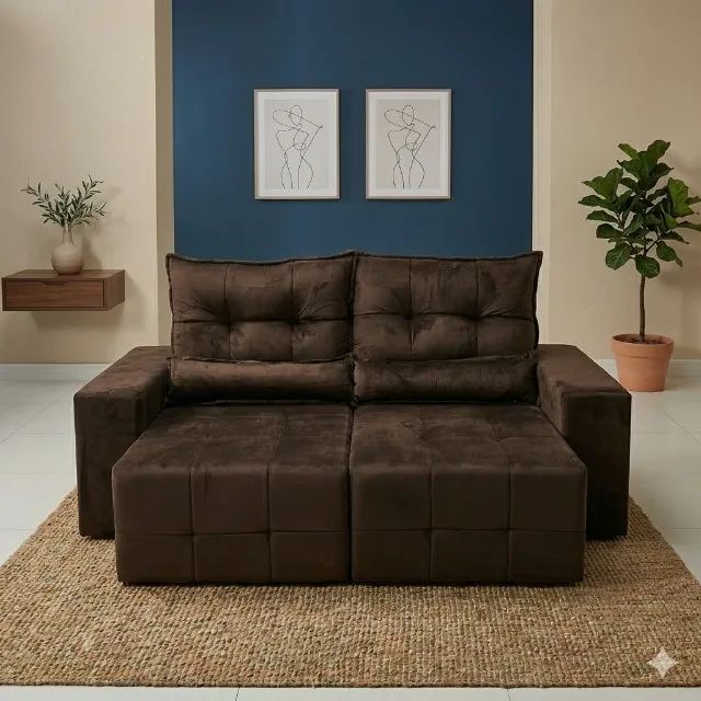 Promoção sofa retratil e reclinavel marrom FRETE GRATIS