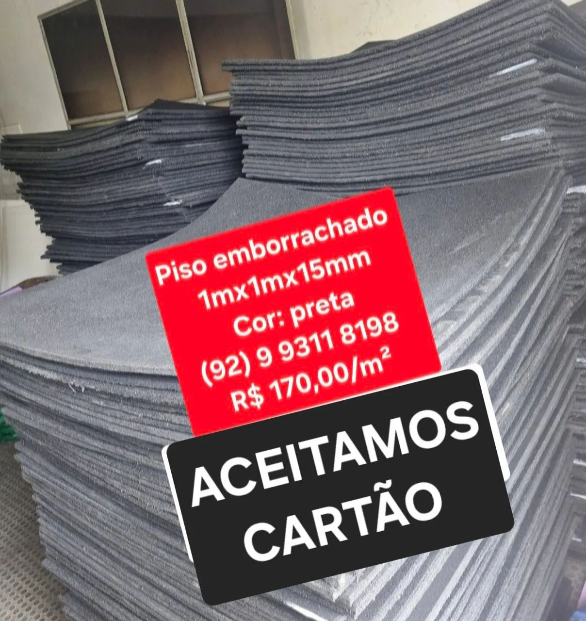Piso emborrachado para academia - 1mx1mx15mm - Foto 2