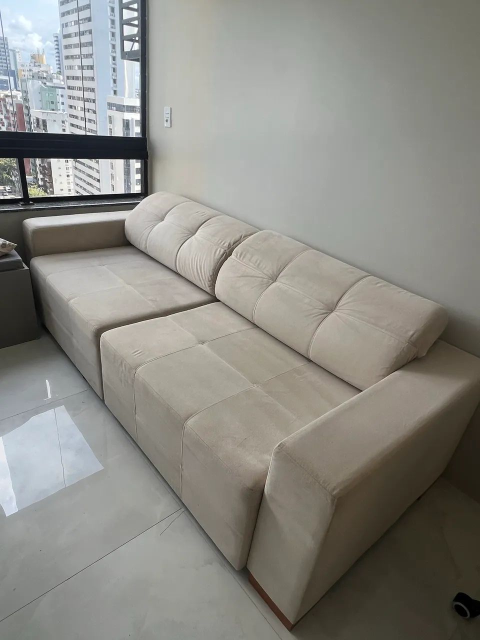 Sofá 3 em 1 (retrátil, reclinável e cama) 2,40, suede premium OD Collection