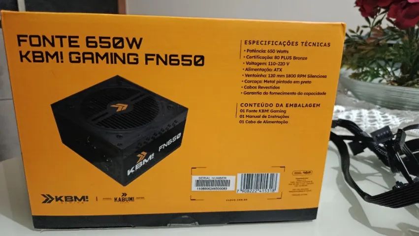 Fonte 650W 80 Plus Bronze KBM! Gaming + Caixa | Excelente Estado - Foto 2