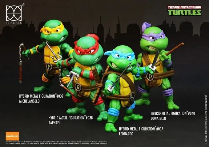 Tartarugas Ninjas - Set Com As 4 Tmnt- 6 Hybrid Metal