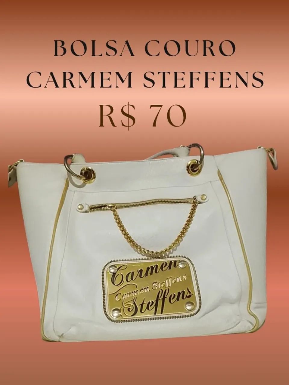 Bolsa couro Carmen Steffens branca