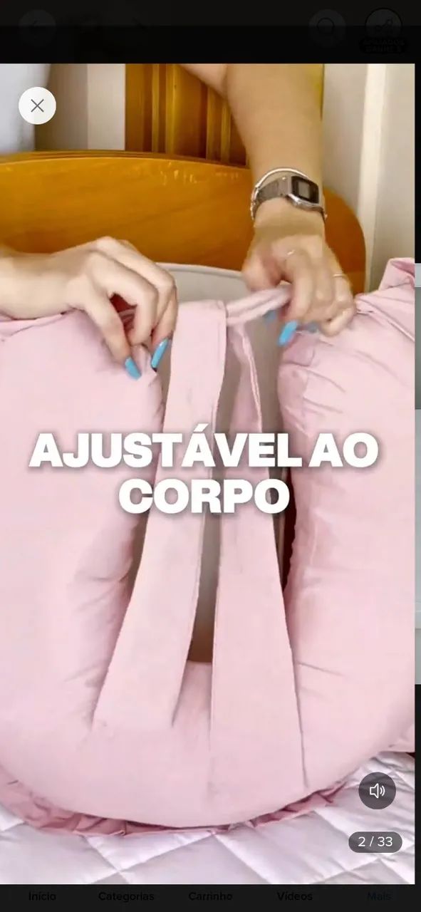Almofada De Amamentação Grande Babados Algodão Monzillo Cor Rosa - Foto 5