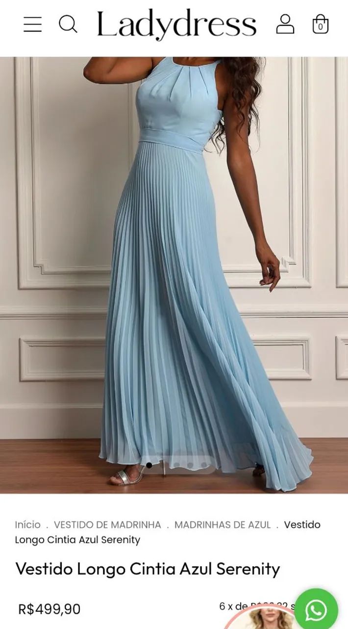 Vestido longo azul serenity 