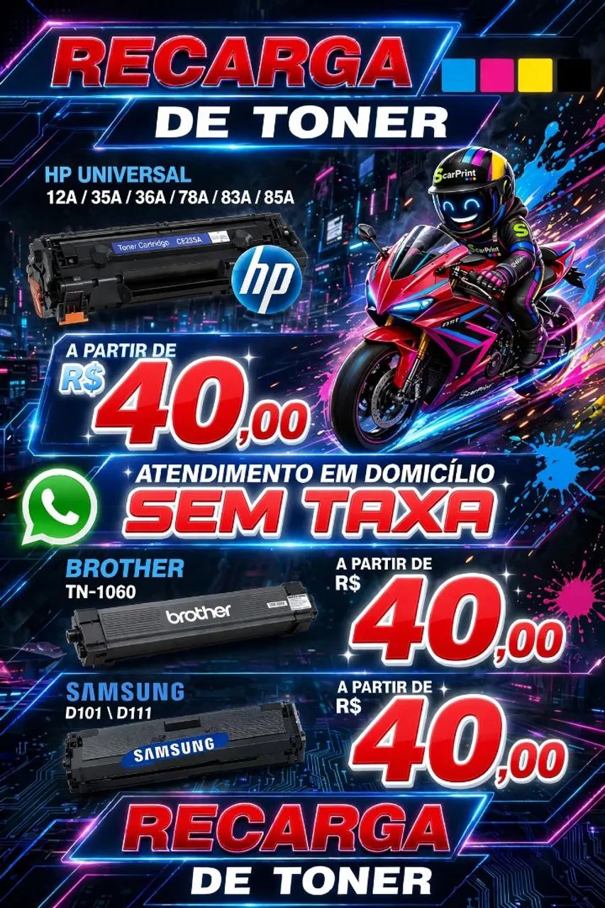 Recarga e venda de toner de impressora 