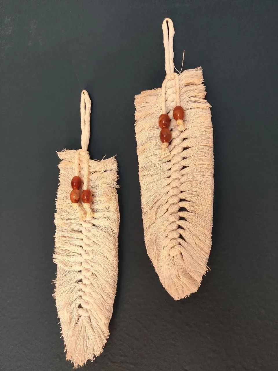 Kit 8 decorações macramé e madeira 
