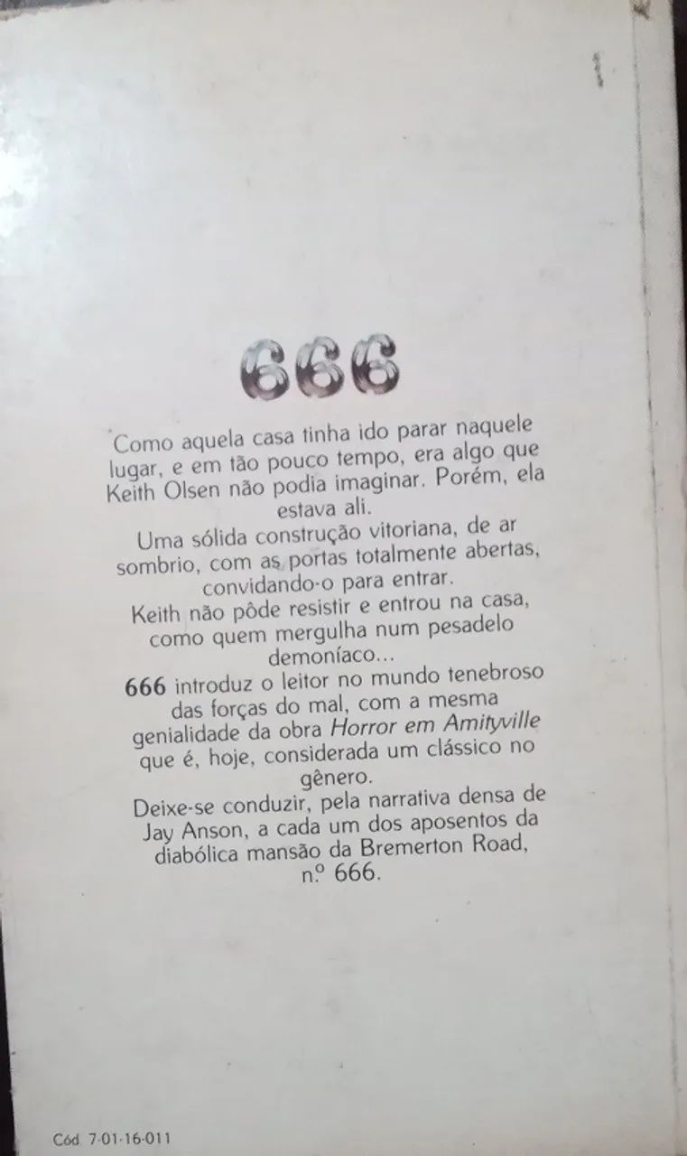 Livro de 1982 "666" - Jay Anson - Melhoramentos - Foto 2