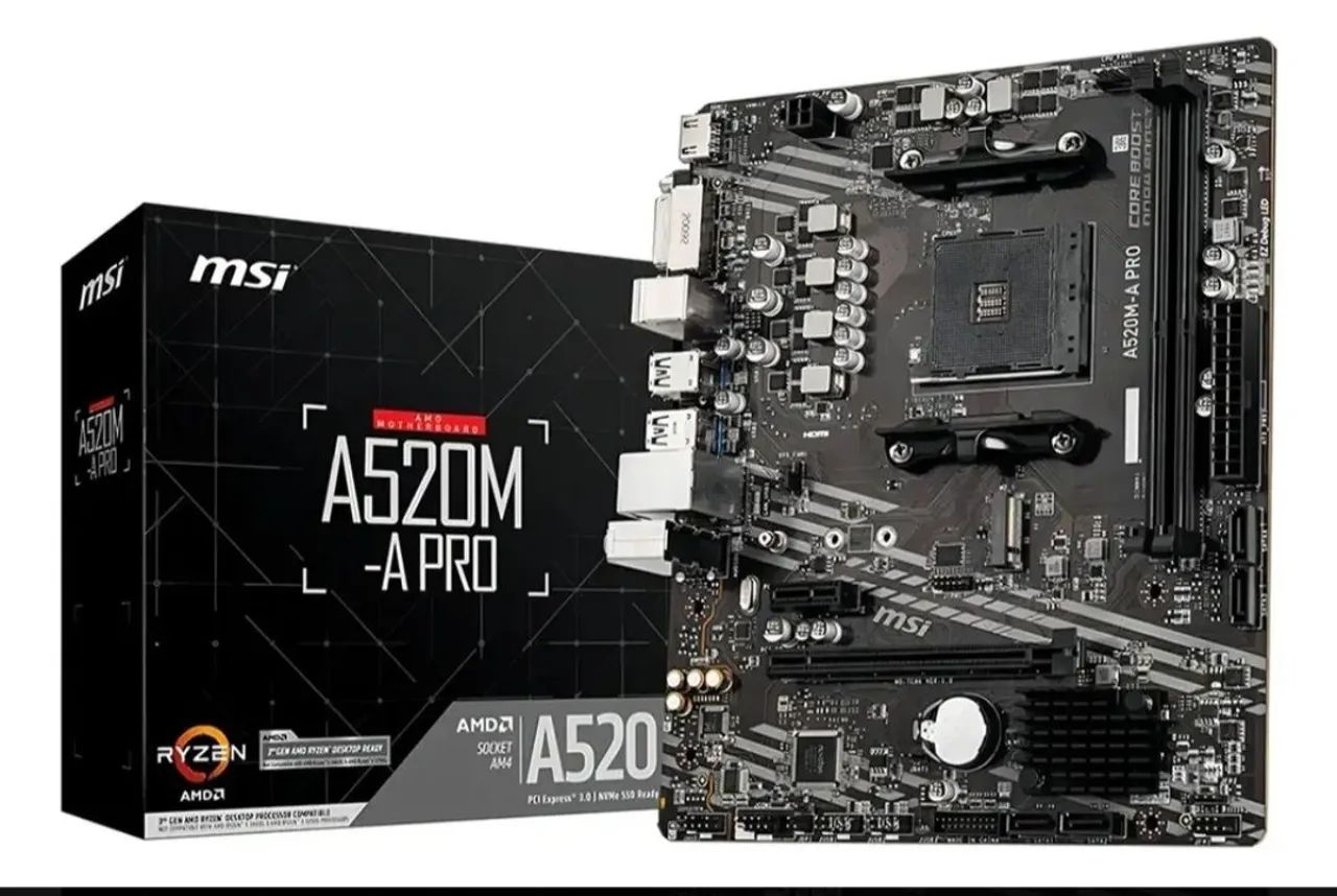Placa-mãe Msi A520m-a Pro Am4 Matx Ddr4 Hdmi Dvi M.2 NOVA