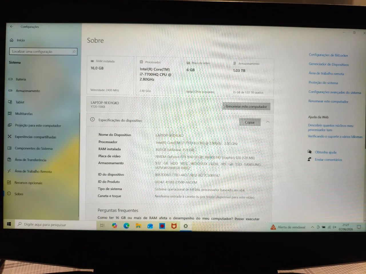 Notebook Lenovo Legion Y720 - Foto 2