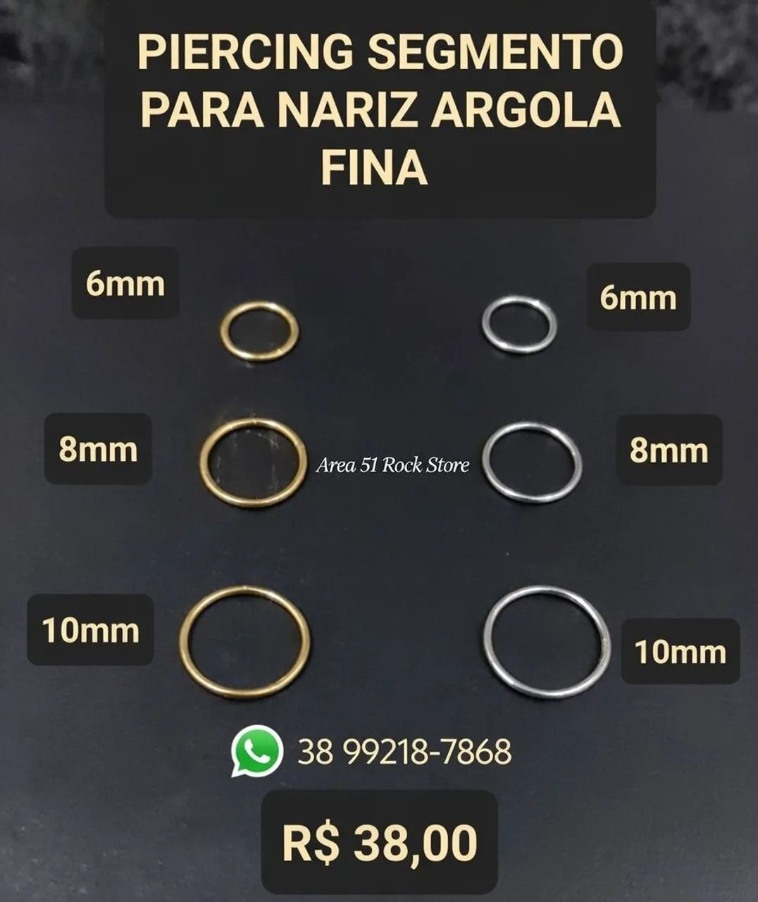 Piercing Nariz argola segmento fina ( preço unidade)  - Foto 4