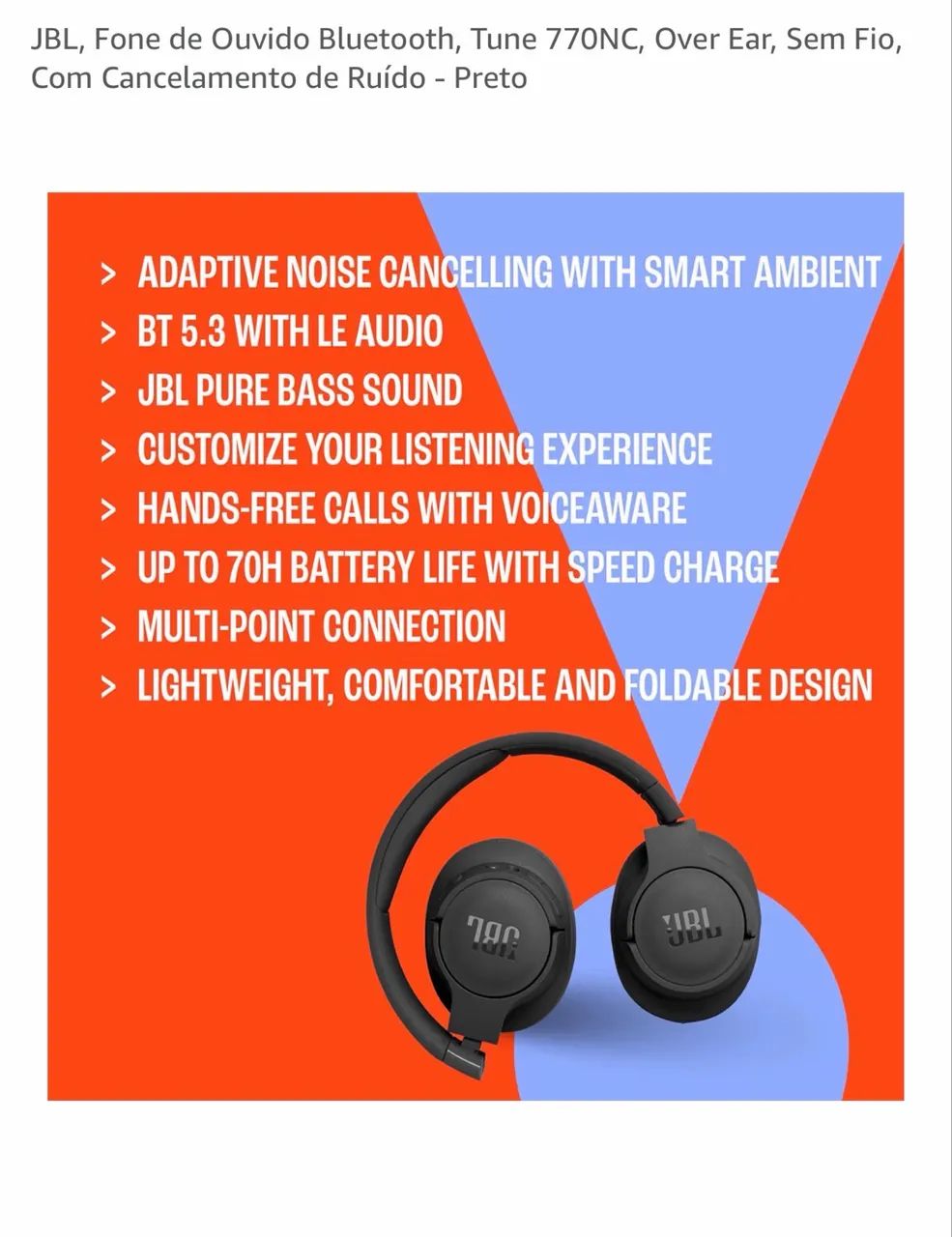 JBL Tune 770NC com cancelamento de ruído - Foto 2