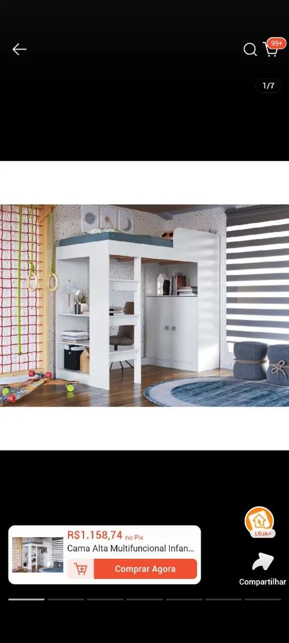 Cama de solteiro alta multifuncional - Foto 4
