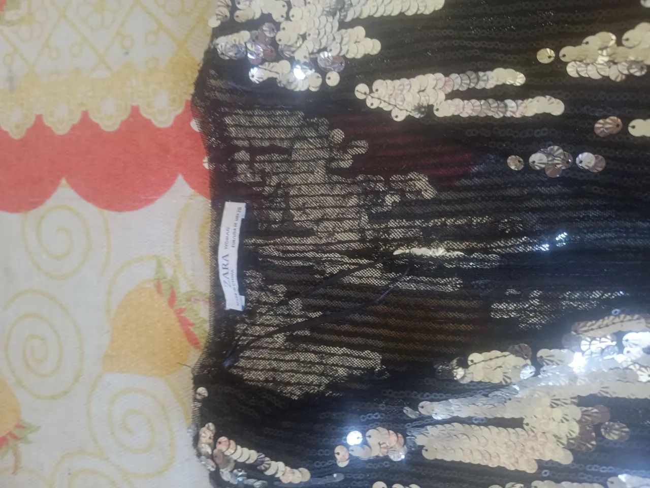 Blusa Zara Original Preta Com Paetês  - Foto 5