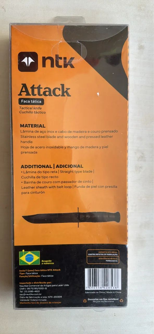 Faca Attack NTK com bainha de couro e passador de cinto - Foto 2