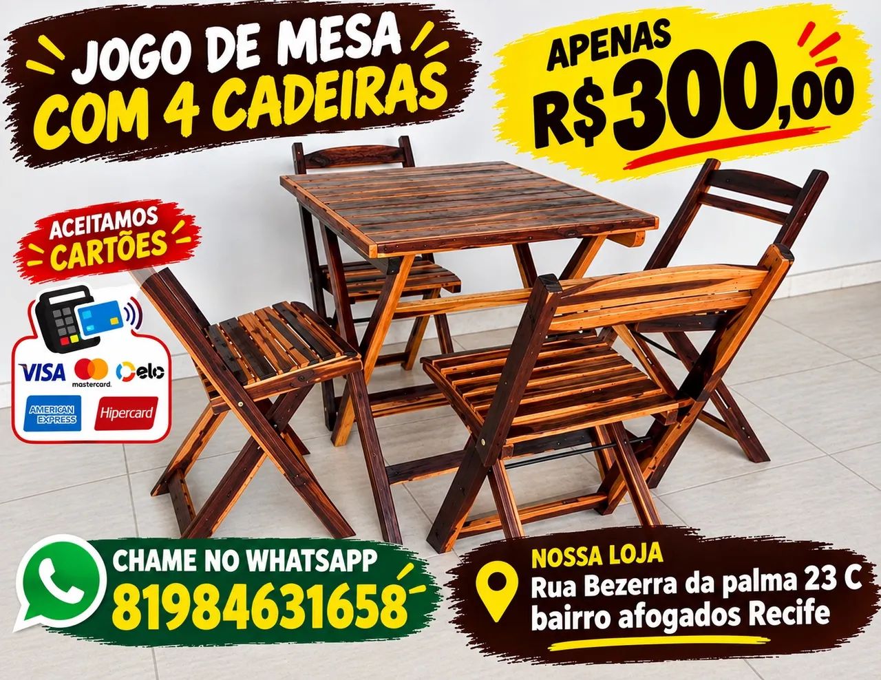 Conjunto de mesas dobráveis 