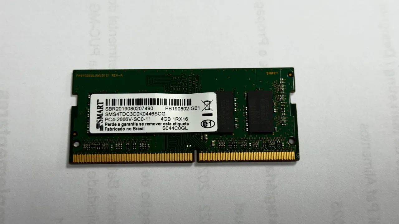 Memoria ram 4gb ddr4 2666 de 1.2v da Smart (super conservada) p note