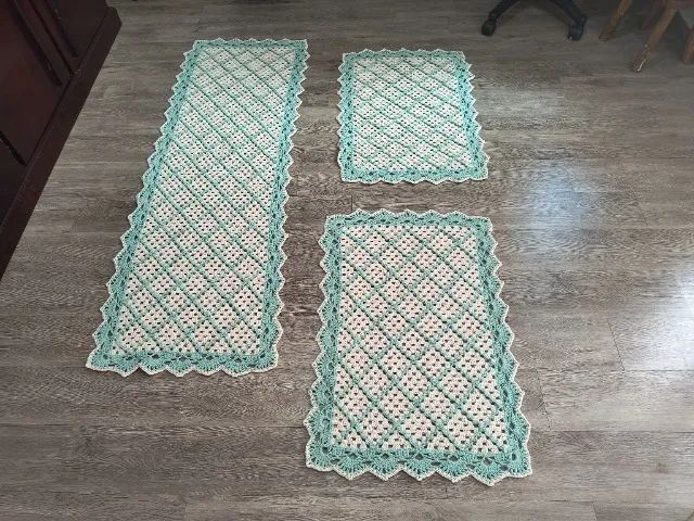 Kit passadeira para cozinha com 3 peças verde água - Foto 2