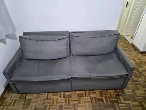 sofá cama Modelo Tunisia Suede - cor grafite 4 lugares - Foto 2