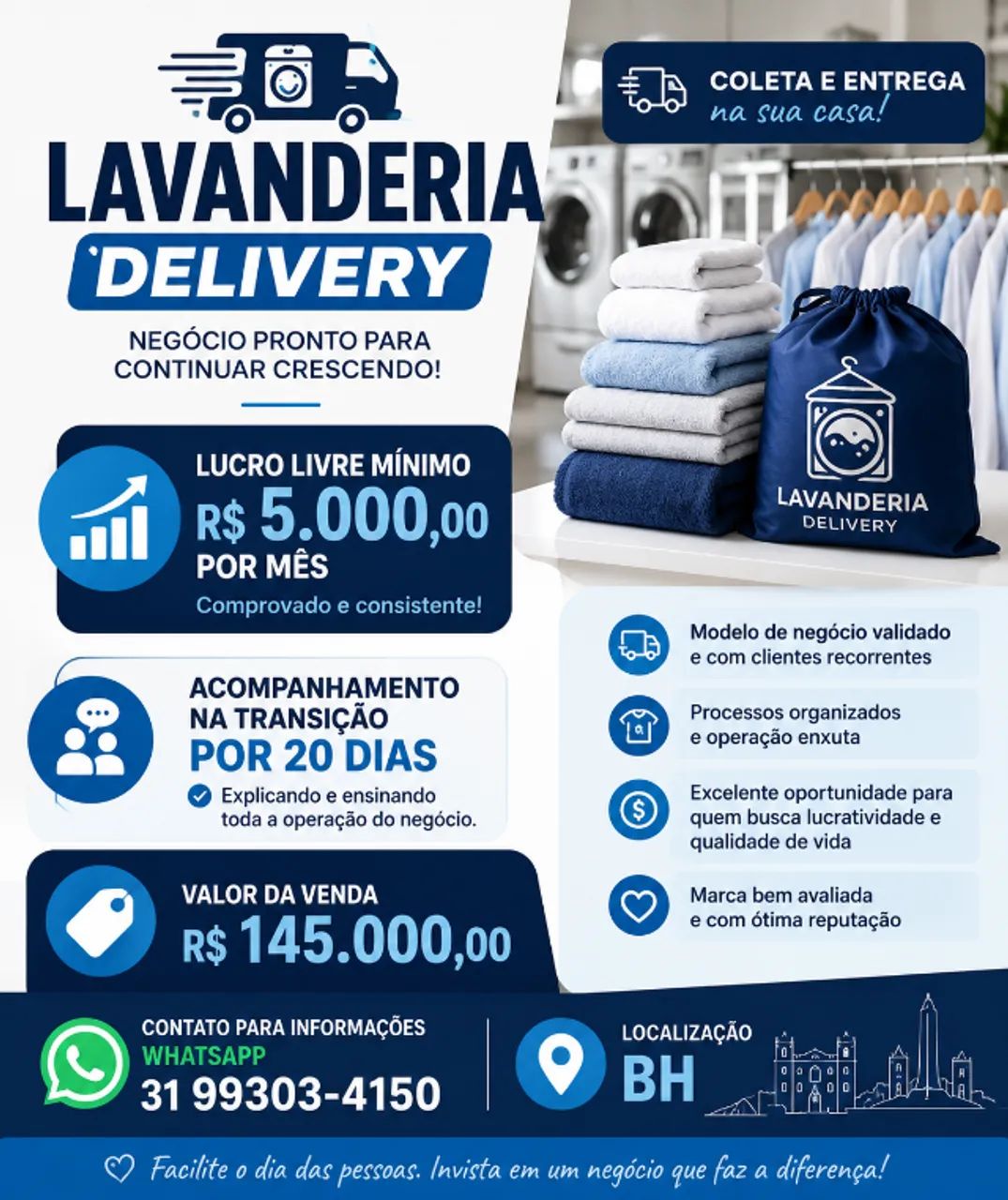 Lavanderia Delivery em Funcionamento com lucro 