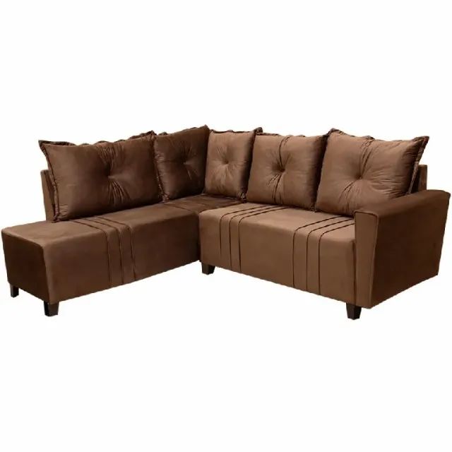 Sofa de Canto Debora Assento Mola Tecido Veludo - Estofar - Foto 5