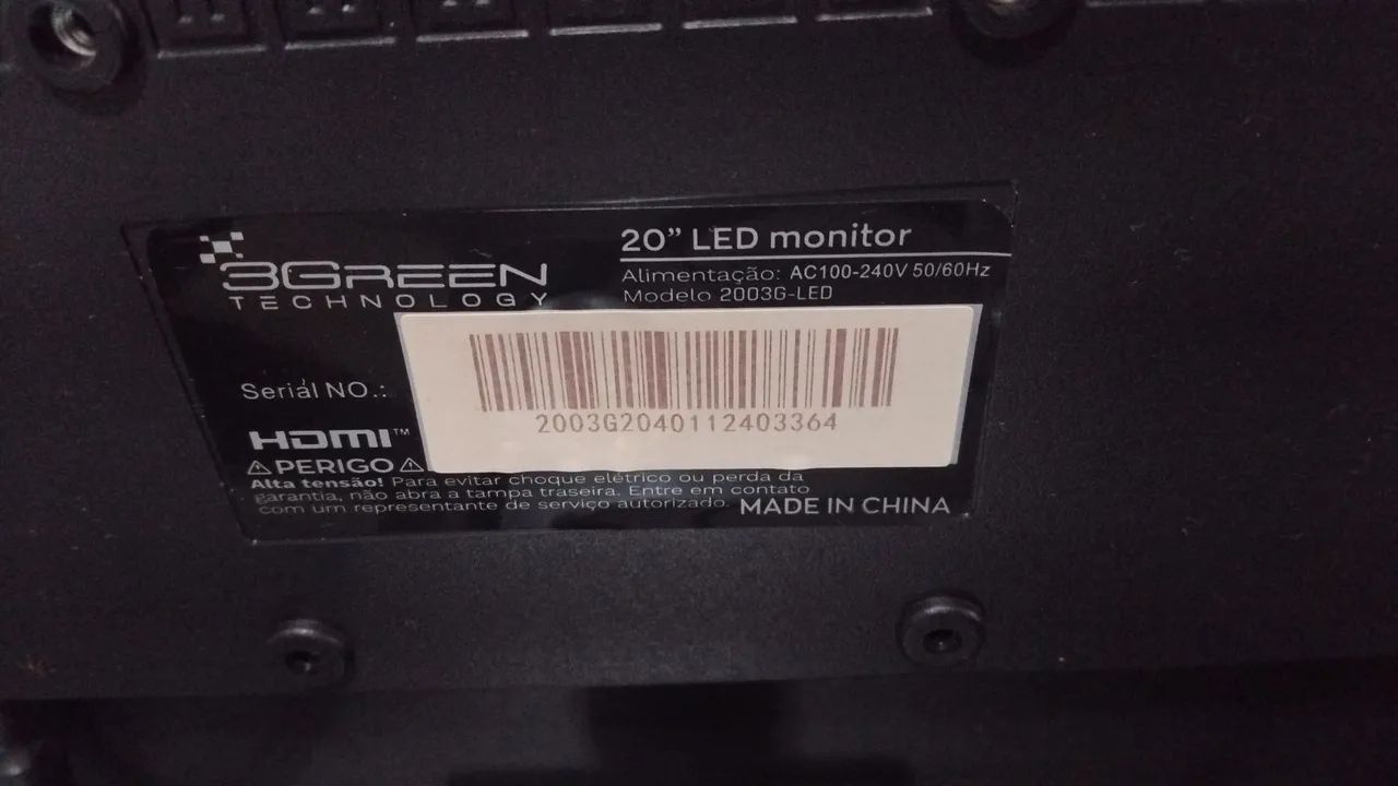 Monitor de 20 polegadas LED da marca 3Green, modelo 20030-LED, com conexões HDMI e VGA. - Foto 3