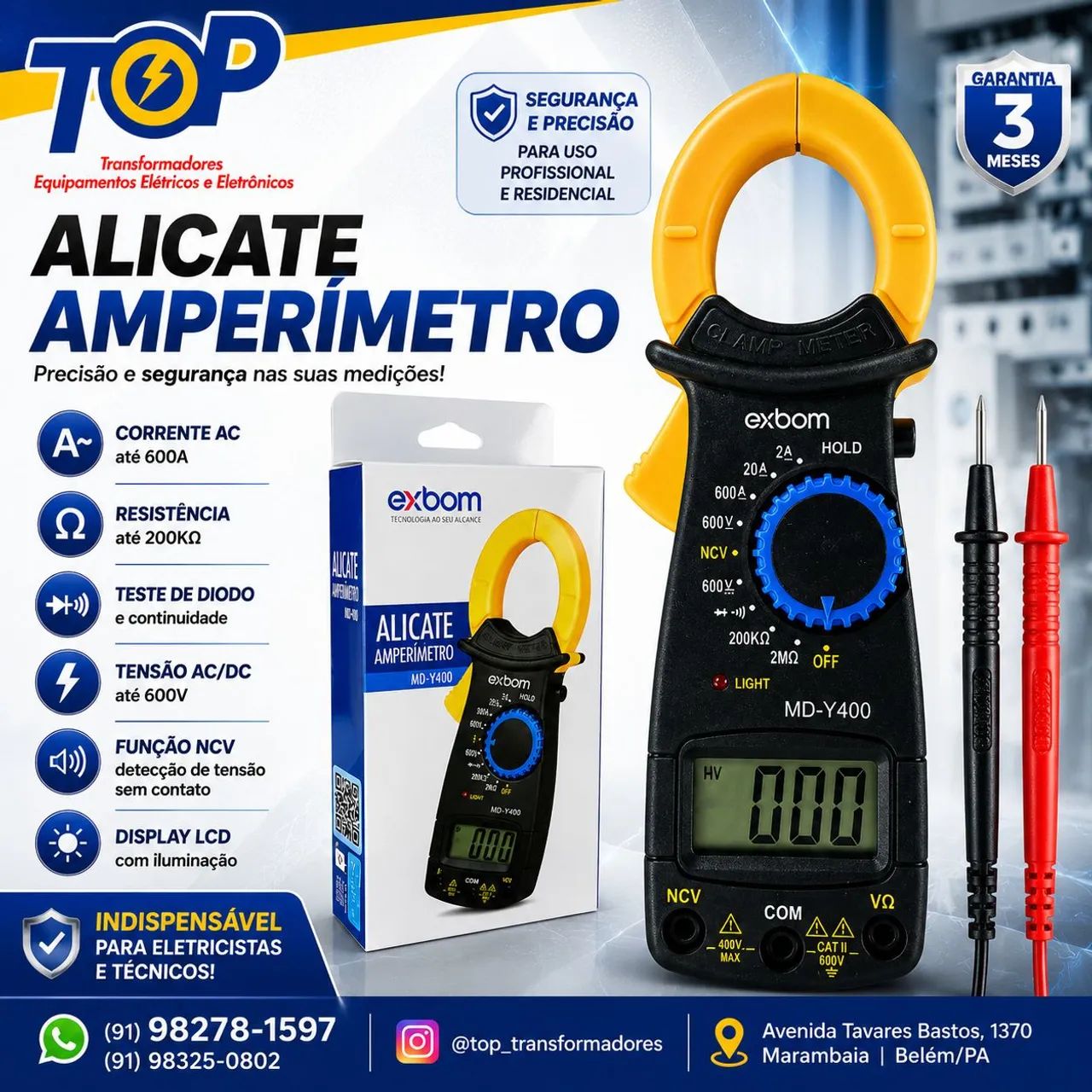 Alicate Amperímetro multiteste