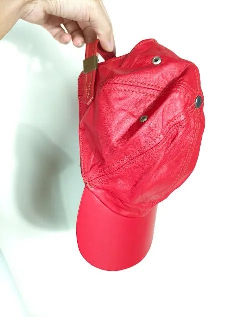 boné de couro legítimo vermelho  - Foto 3