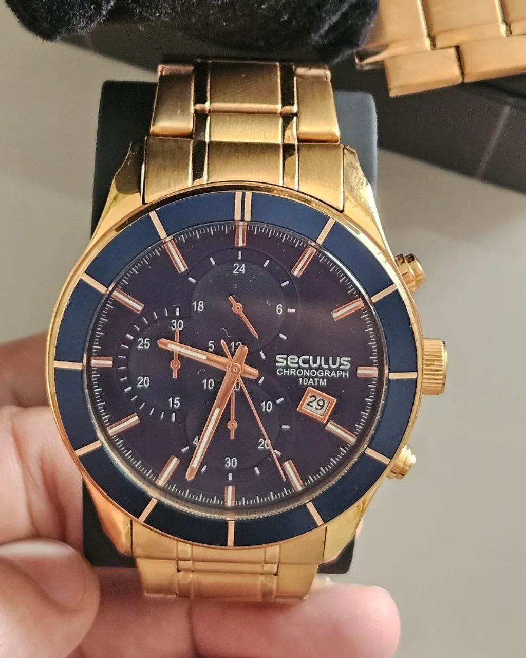 Seculus 23600GPSVRA3 Cronógrafo Azul/Rosé 46mm Completo - Foto 4