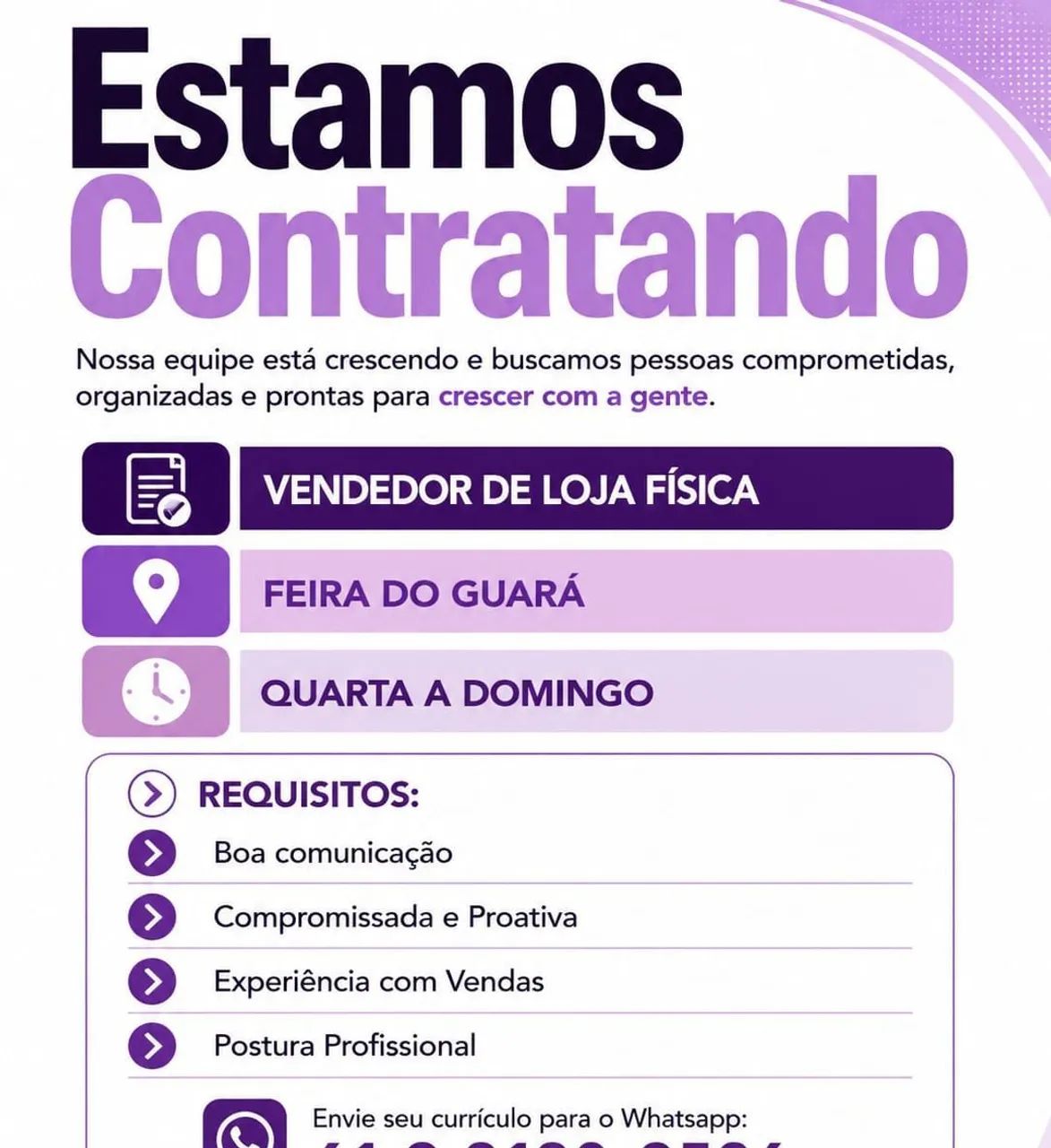 Vaga de emprego Brasília DF