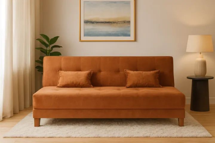 Sofa Cama Arpoador Terracota. Pronta Entrega. 2101