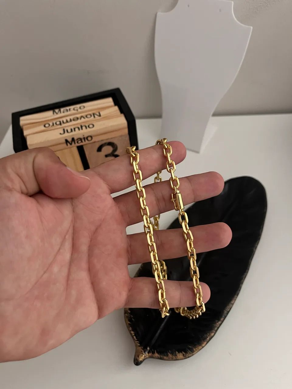 Corrente Masculina cadeado banhada a ouro 