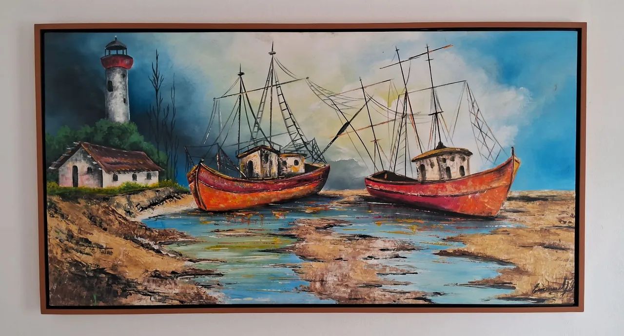 Paintings: 100% acrylic painting on canvas.