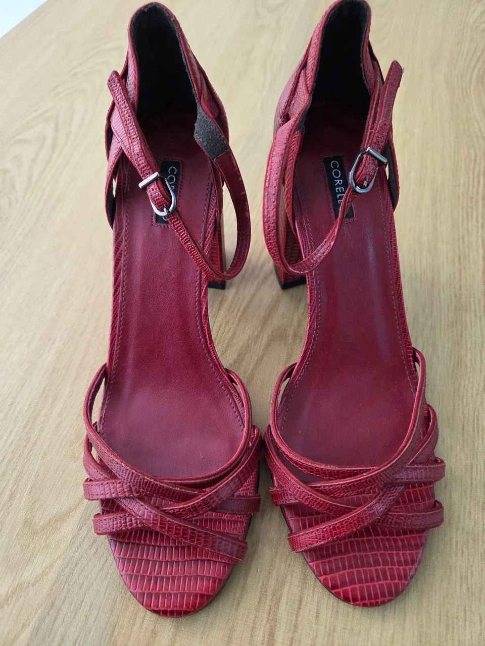 sandália corello salto bloco vermelho 39 - Foto 2
