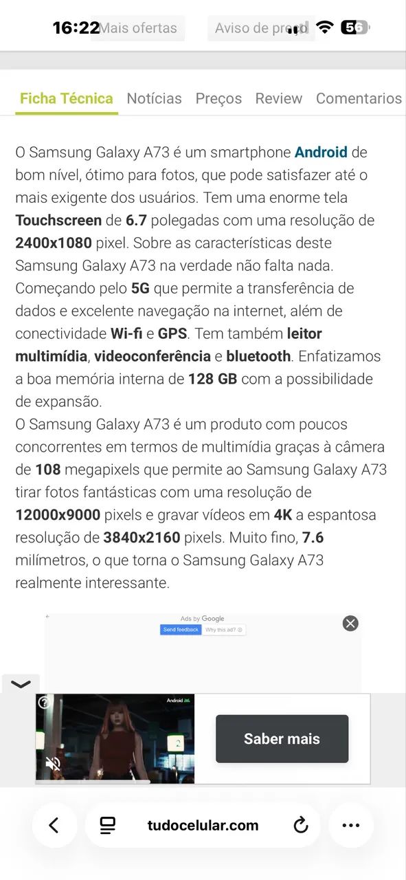 Vendo celular Samsung a73