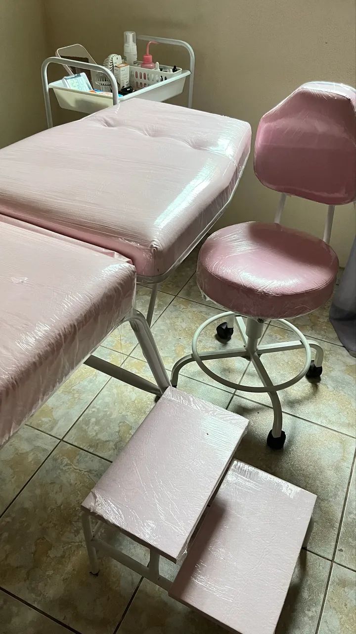 Kit estética maca, mocho, escadinha e carrinho auxiliar 